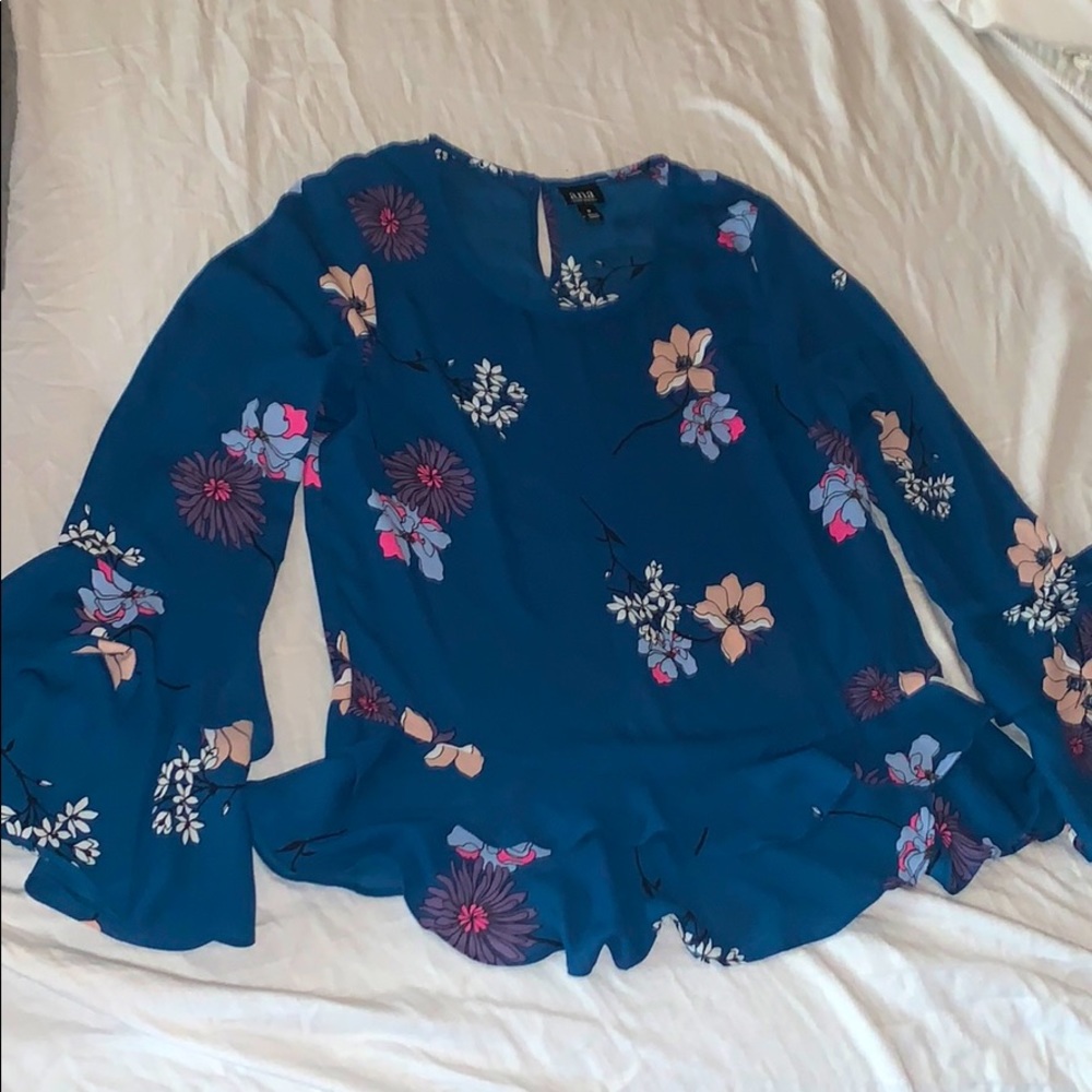 Long sleeve blue floral top